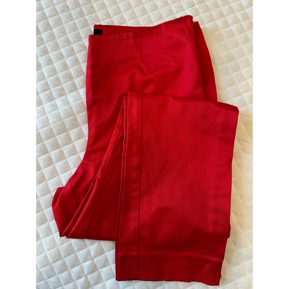 Eric Signature Women Red Ankle Pants Side Zip Stretch Cotton Blend Size 10